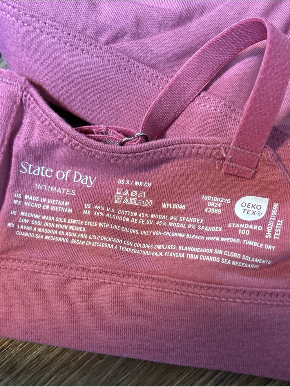 State of Day Women's Cotton Blend Bralette, Small - Berry Breeze - Picture 5 of 7